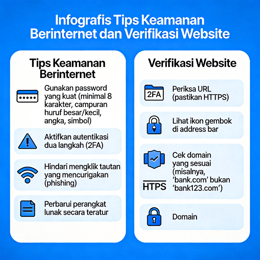 Infografis tips keamanan berinternet dan verifikasi website
